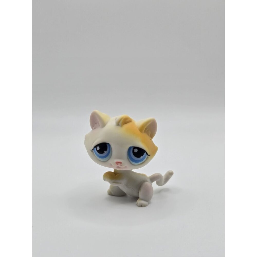 Littlest Pet Shop Lps Authentic #52 White Orange Paw Up Cat Blue Eyes